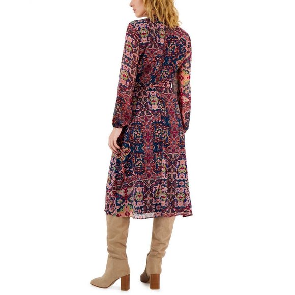 NWT Tahari Asl Women's Tapestry-Print Chiffon Midi Dress 2AM205-T2 6 Multicolor - Picture 2 of 4